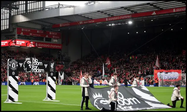 A general view ahead of kick-off between Man United and Liverpool at Anfield.