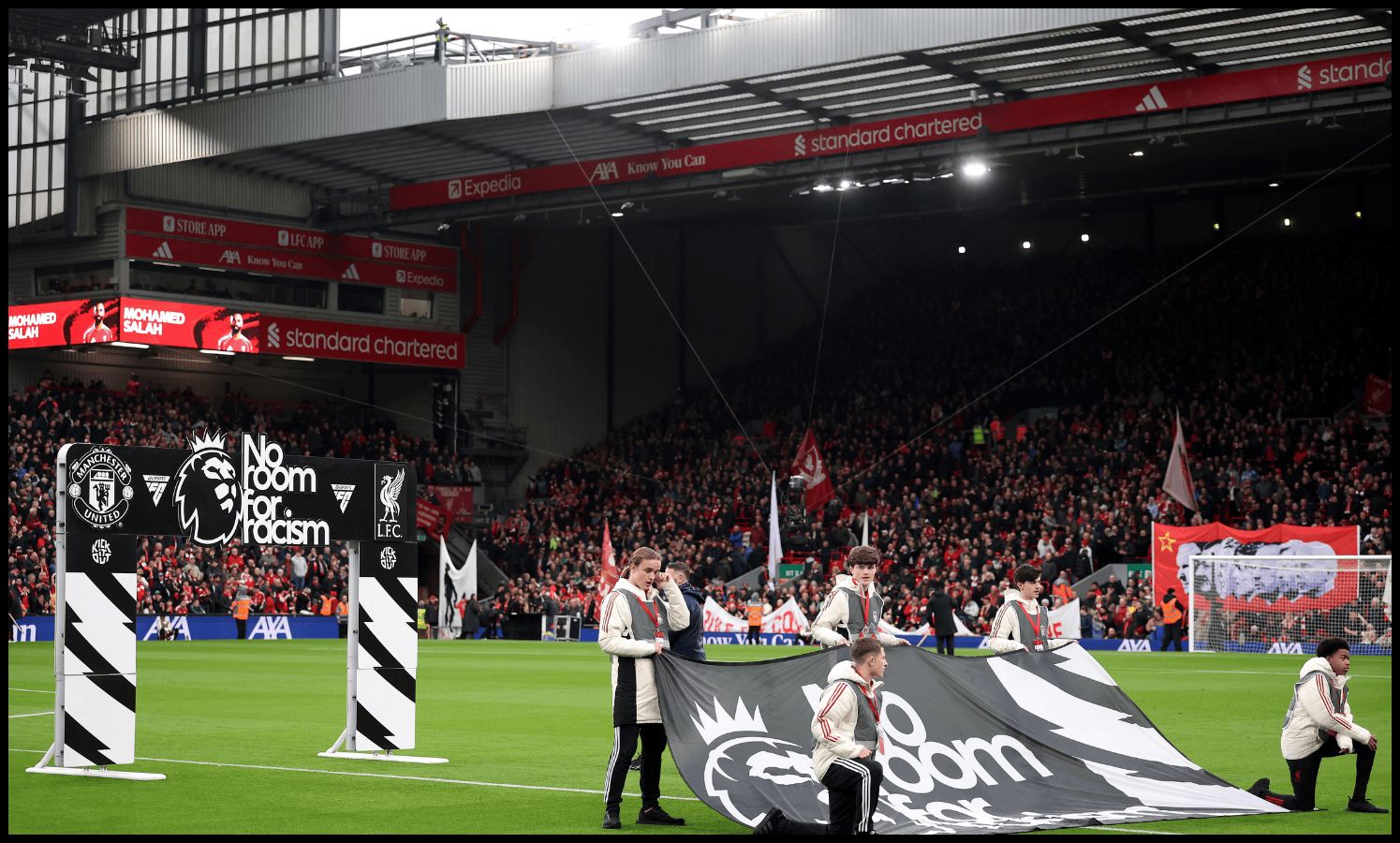 A general view ahead of kick-off between Man United and Liverpool at Anfield.