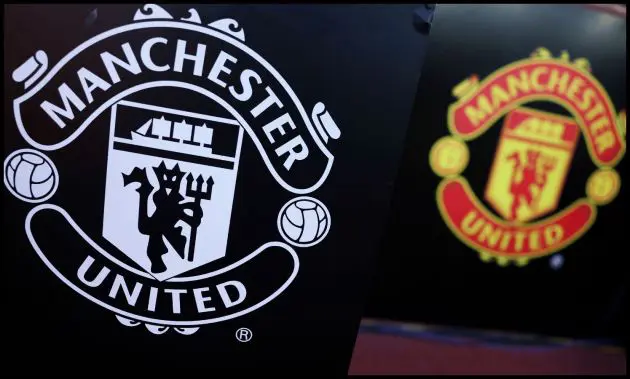 Man United logo on display at Old Trafford.