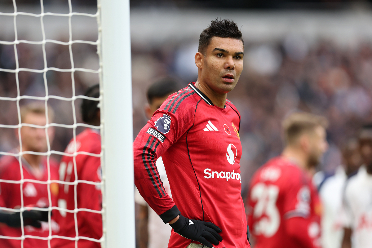 Casemiro looks on while in action for Man United.