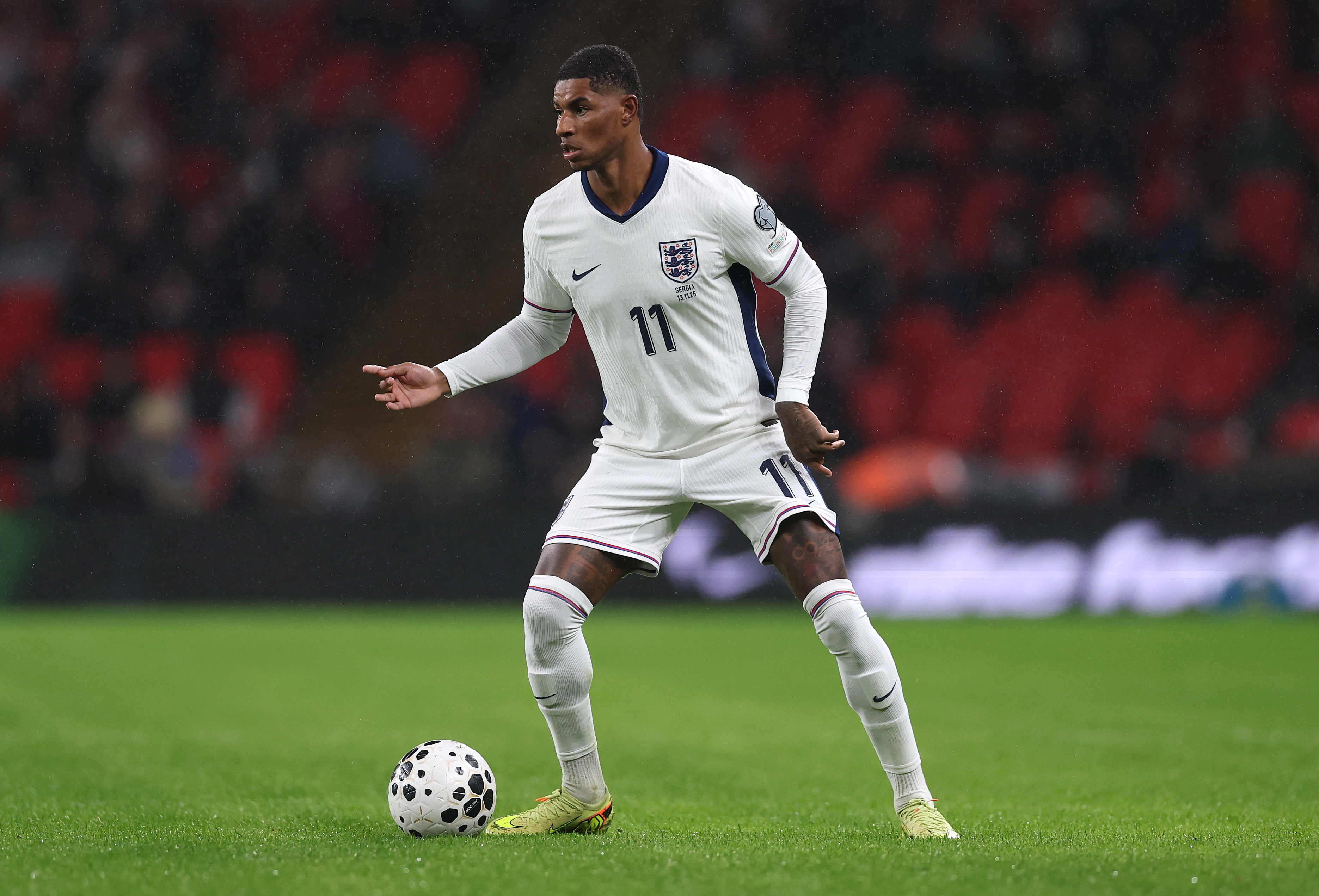 Marcus Rashford in action for England.