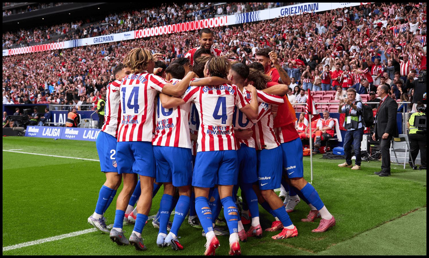 Atletico Madrid players celebrate.
