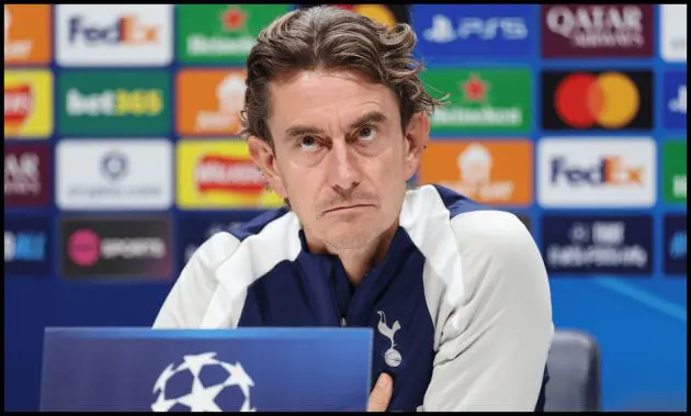 Thomas Frank addresses reporters in a pre-match press conference.