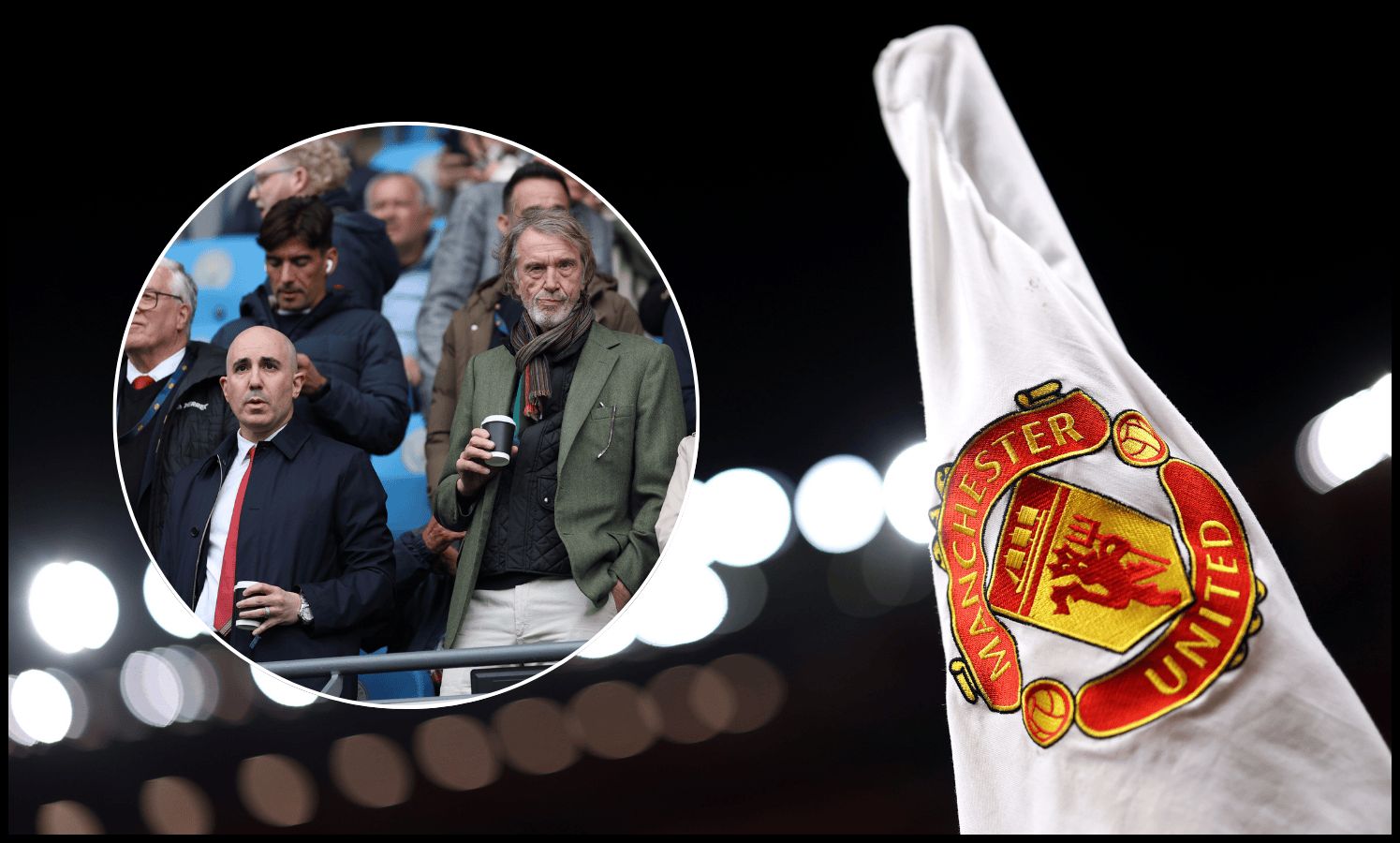 Man United corner flag at Old Trafford.
