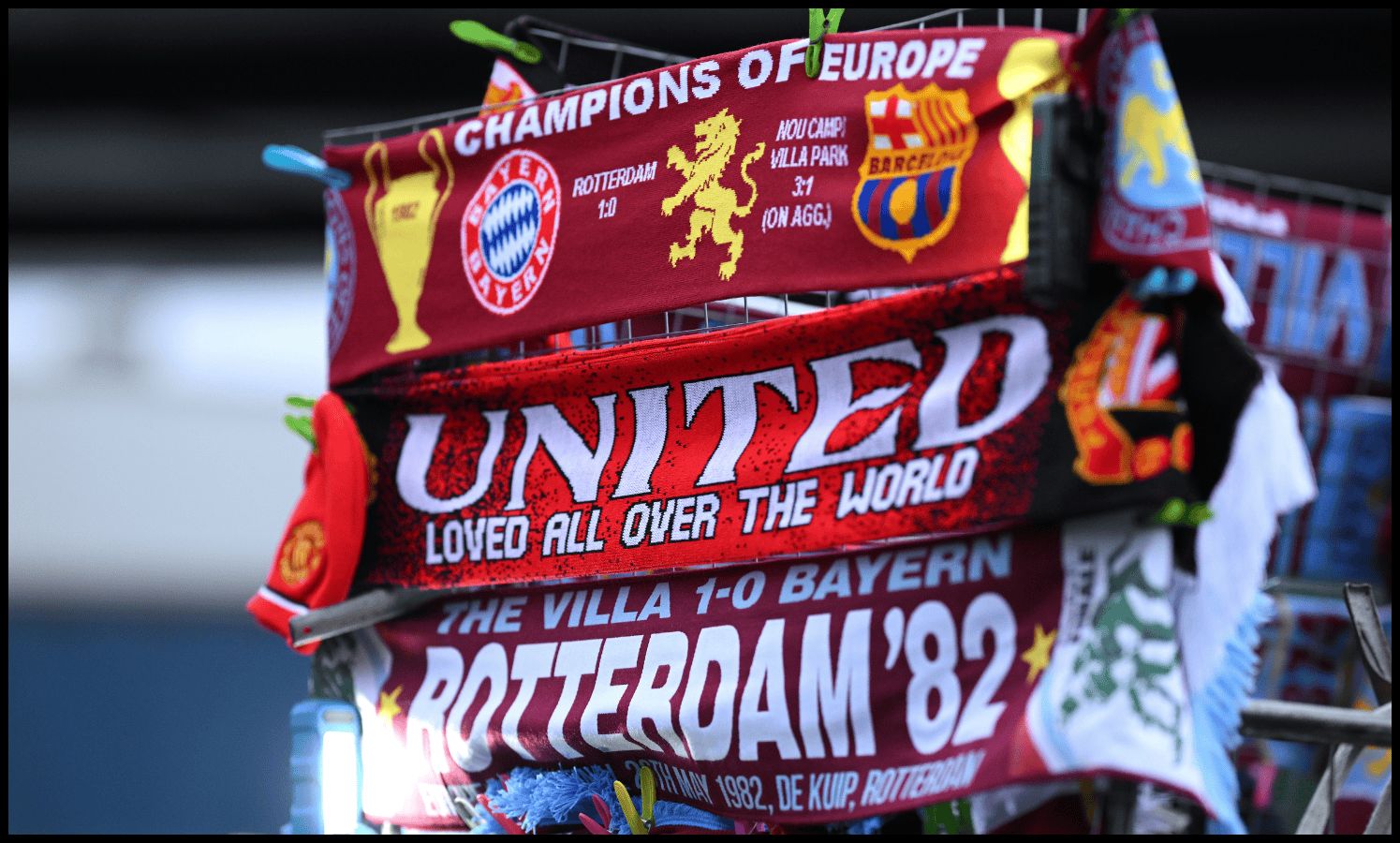 Scarves on display at Villa Park.