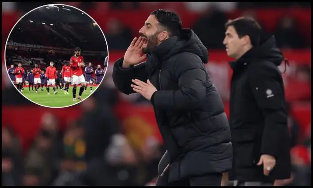 Ruben Amorim shouts instructions from the touchline.