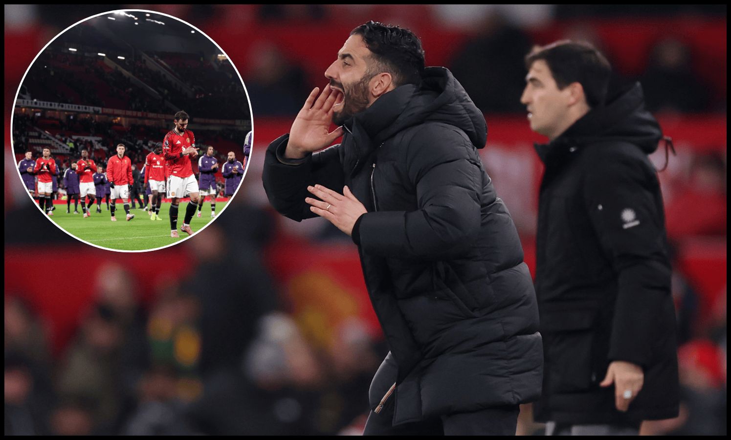 Ruben Amorim shouts instructions from the touchline.