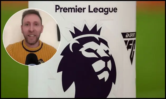 The Premier League logo is on display on a ball stand at The City Ground.