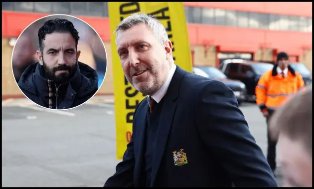 Jason Wilcox greets fans outside Old Trafford.