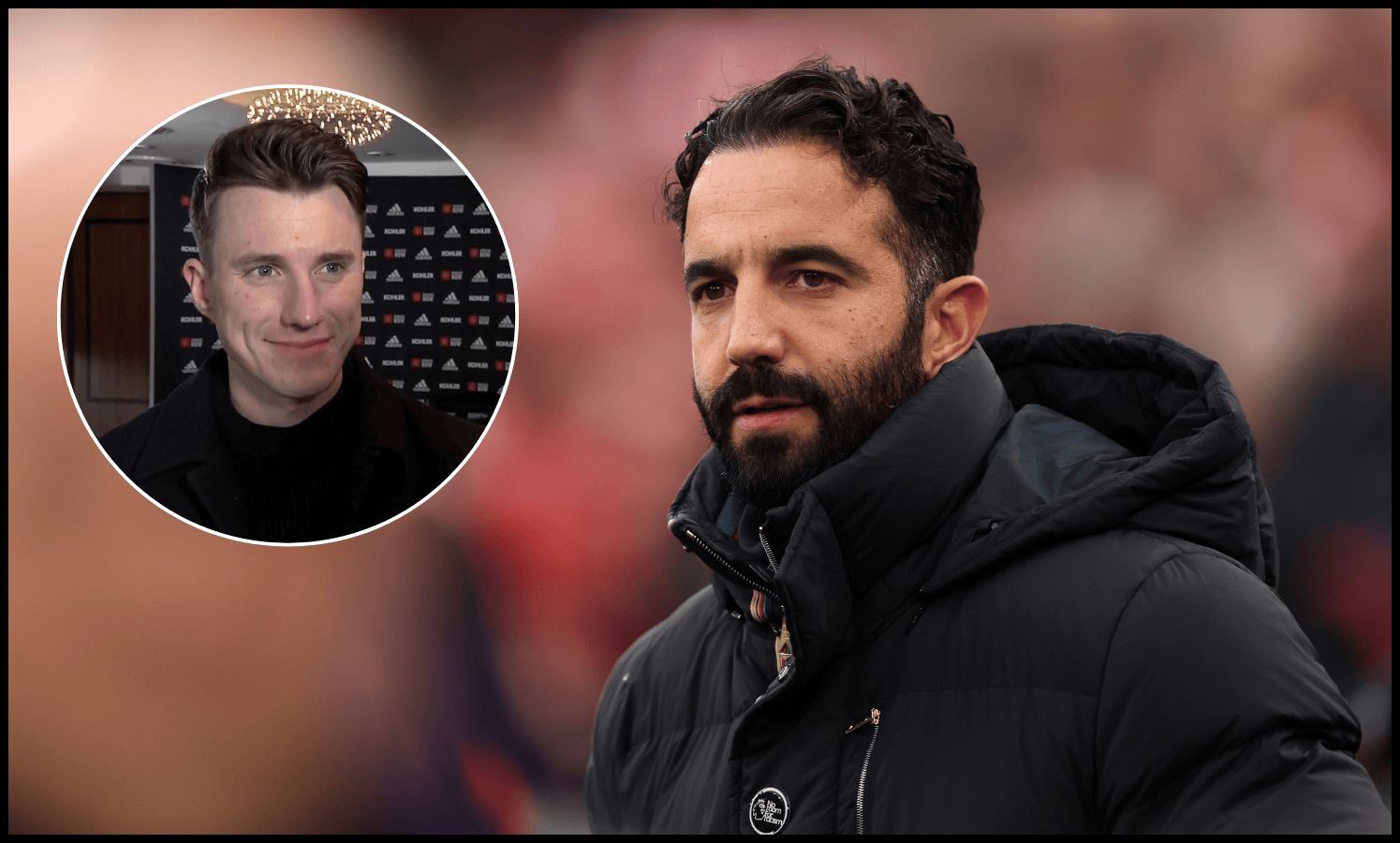 Ruben Amorim looks on from the touchline at Anfield.