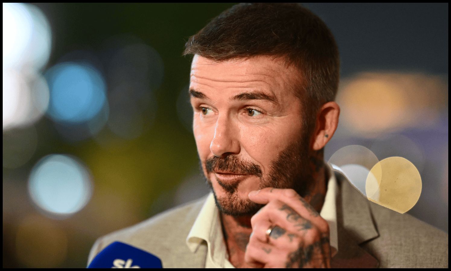 David Beckham chats with Sky Sports at the F1.