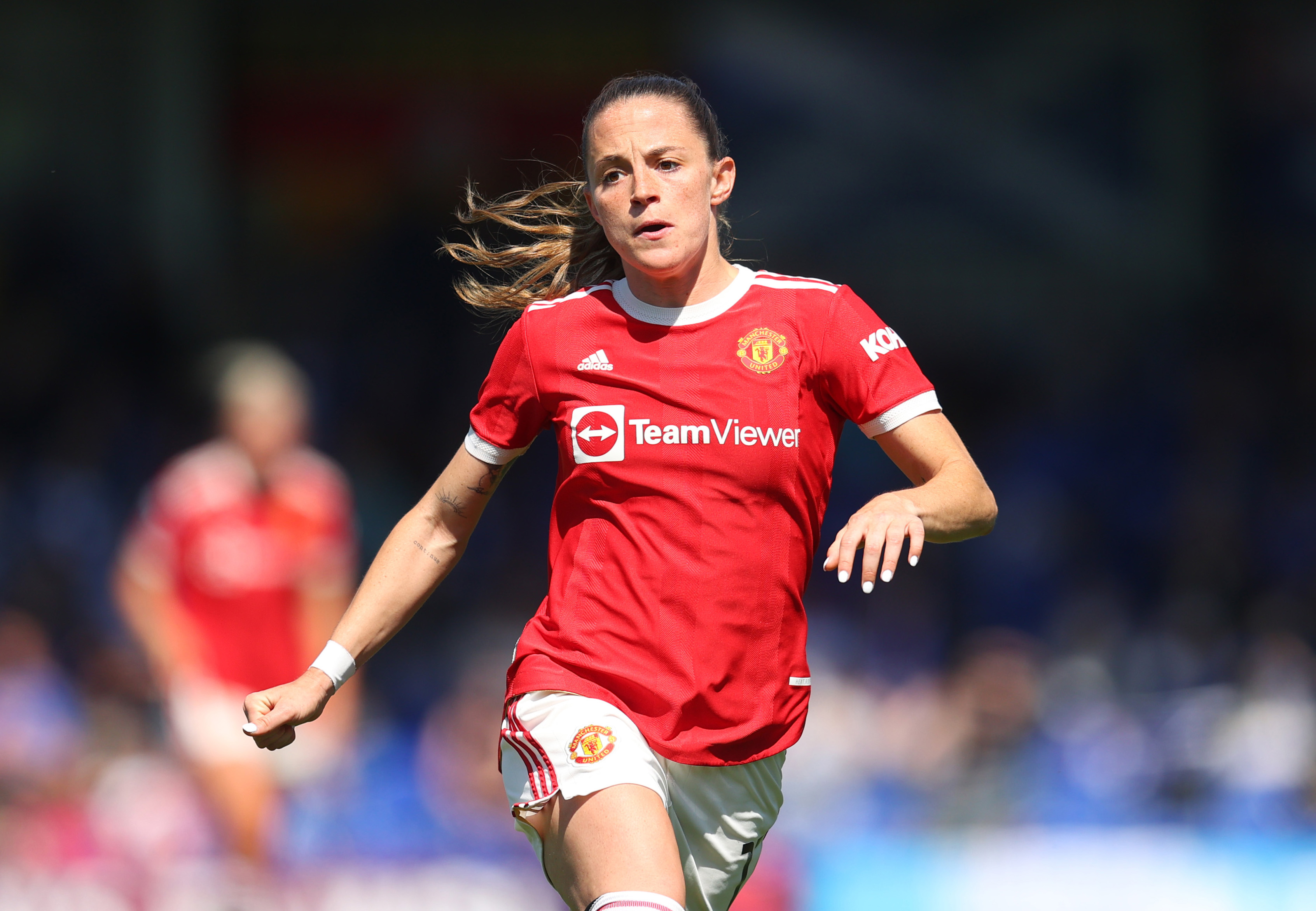 Ona Batlle looks on while in action for Man United. 