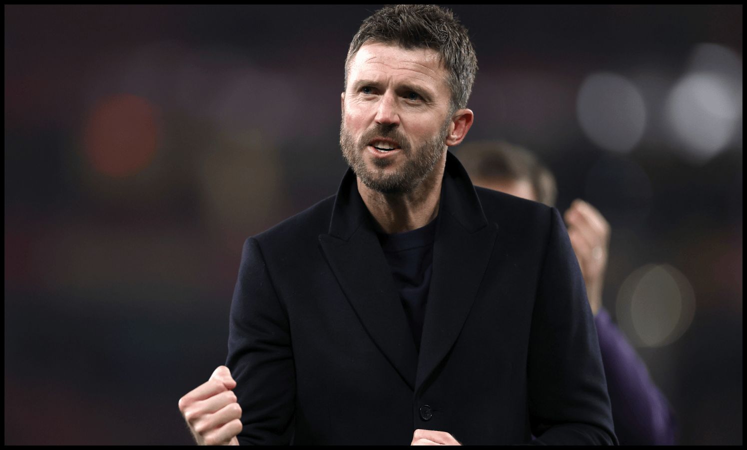 Michael Carrick celebrates with Man United fans after beating Arsenal.