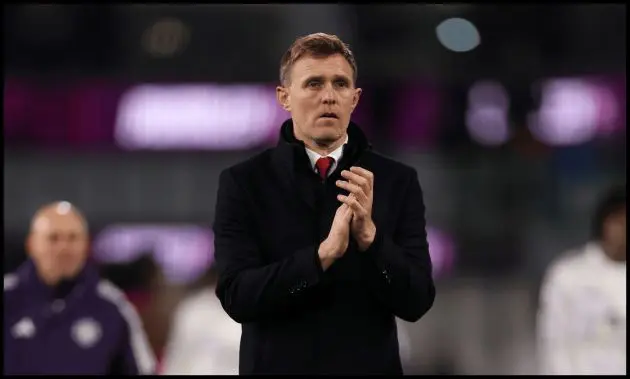 Darren Fletcher applauds the travelling United fans.