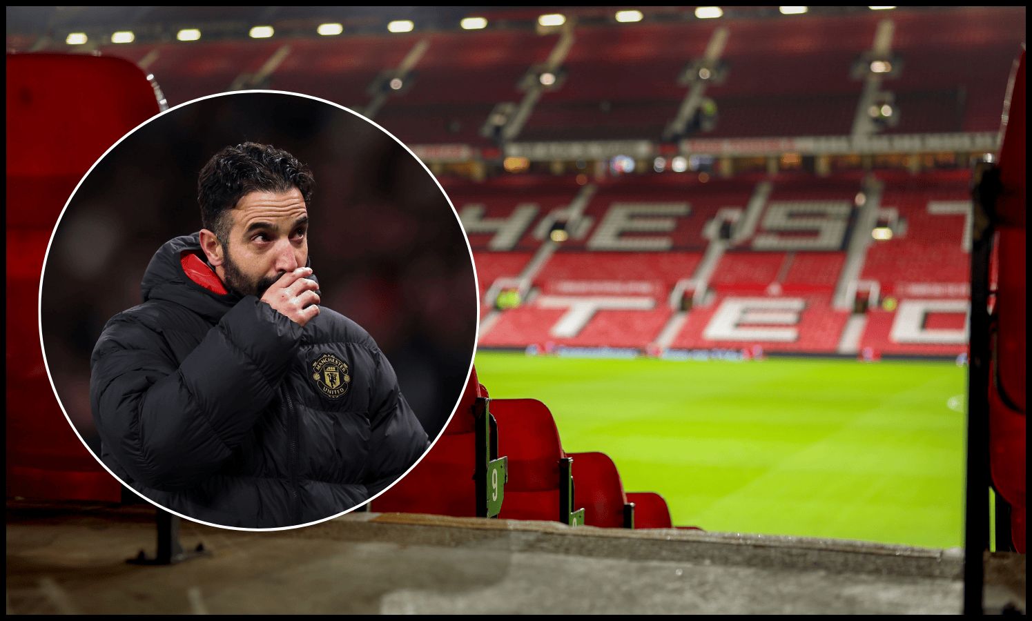 A general view inside an empty Old Trafford.