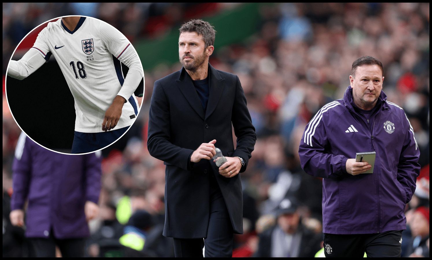Michael Carrick makes his way down the touchline.