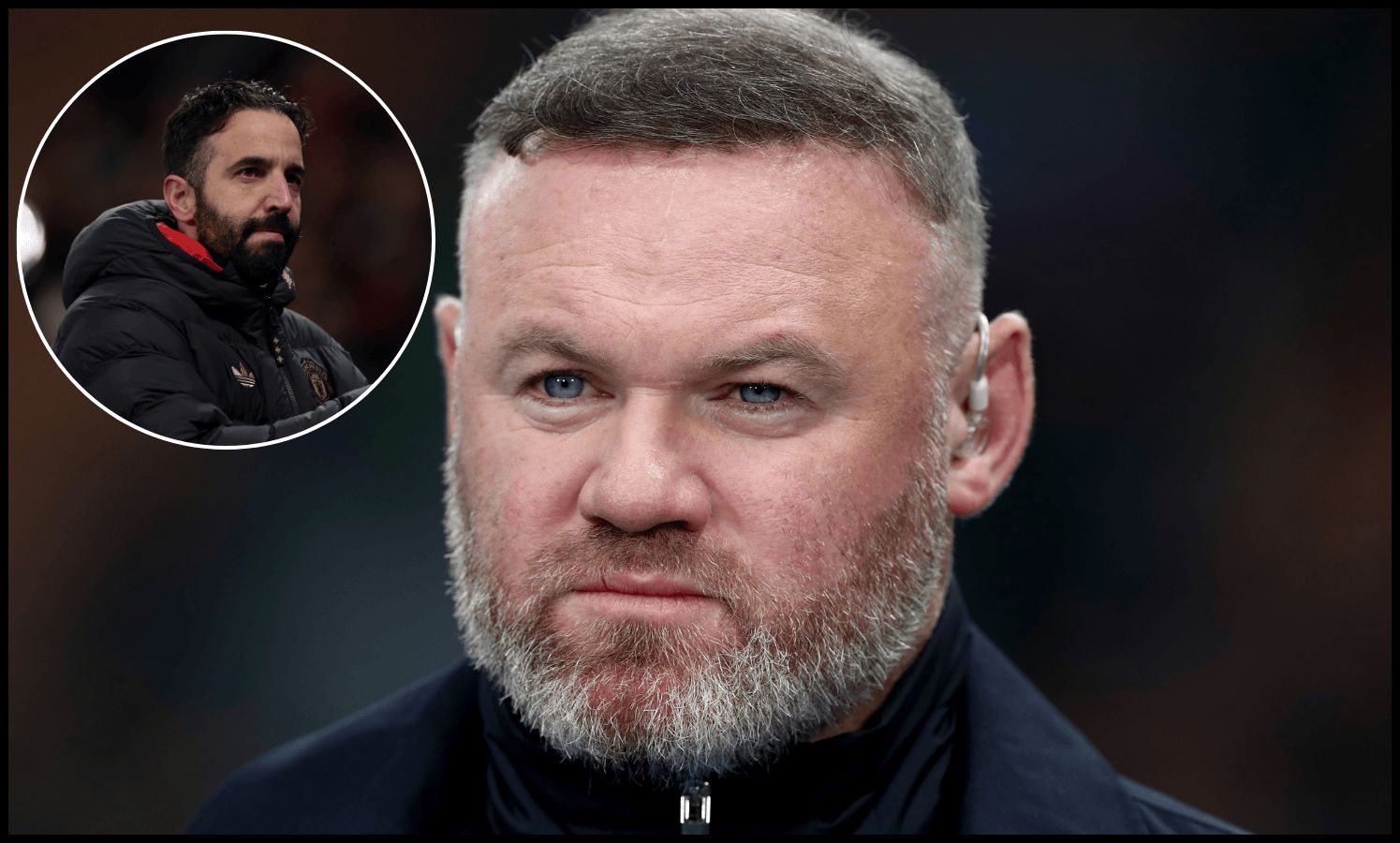 Wayne Rooney looks on.