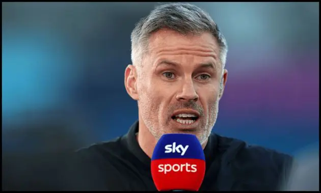Jamie Carragher talks while on punditry for Sky Sports.