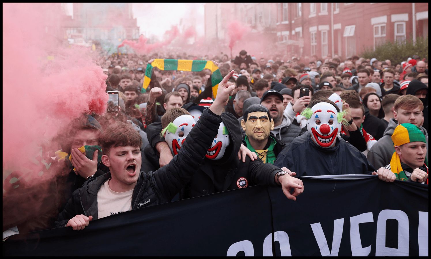 Man United fans protest against Glazer ownership at Old Trafford.