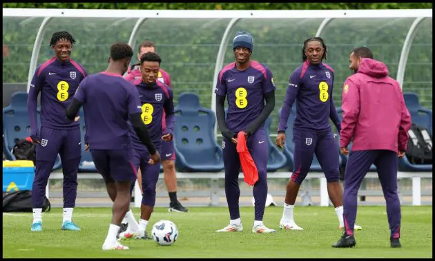 England players in training.