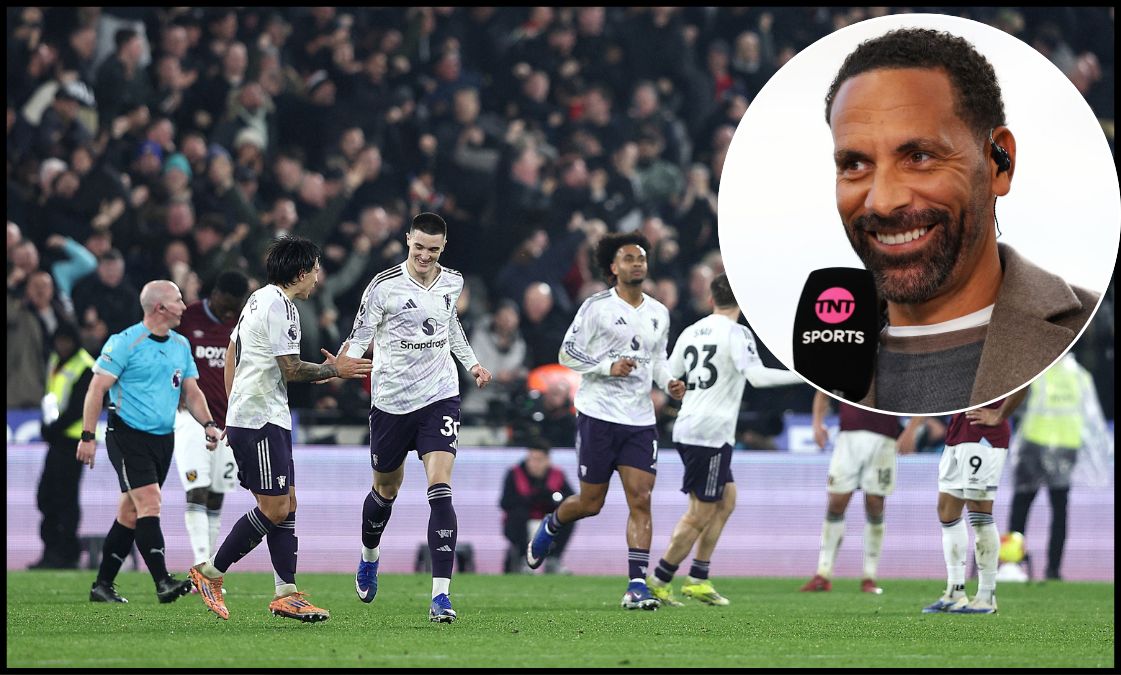 Man United players celebrate Sesko's equaliser against West Ham