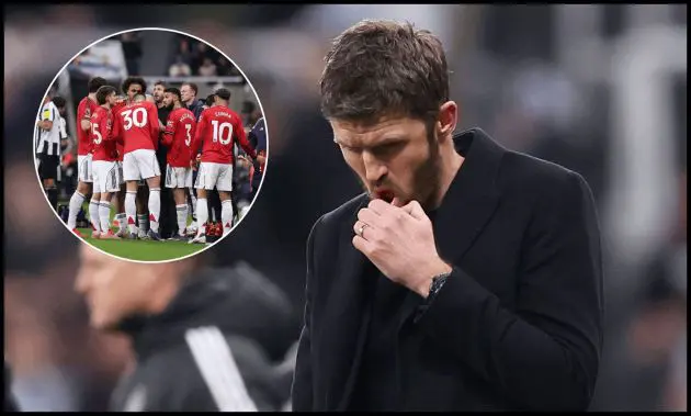 NEWCASTLE UPON TYNE, ENGLAND - MARCH 04: Michael Carrick, Manager of Manchester United, looks dejected following the Premier League match between Newcastle United and Manchester United at St James' Park on March 04, 2026 in Newcastle upon Tyne, England.