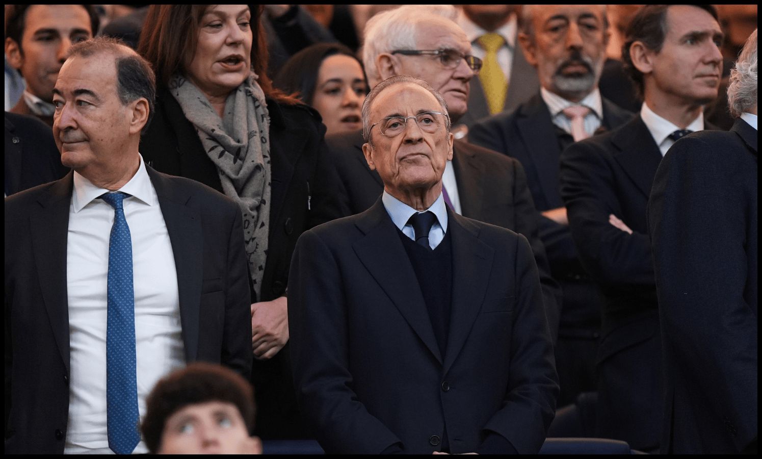 MADRID, SPAIN - FEBRUARY 01: Florentino Perez, President of Real Madrid, looks on prior to the LaLiga EA Sports match between Real Madrid CF and Rayo Vallecano de Madrid at Estadio Santiago Bernabeu on February 01, 2026 in Madrid, Spain.