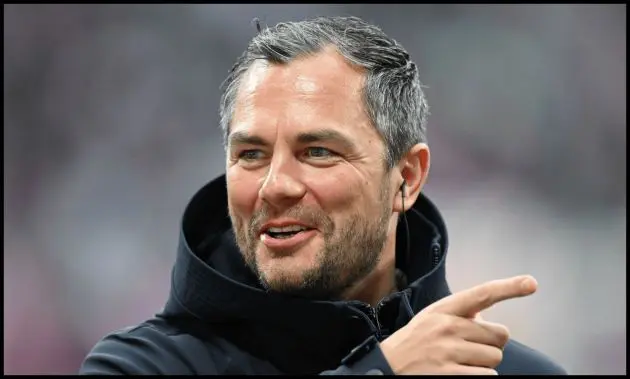 LEIPZIG, GERMANY - NOVEMBER 01: Marcel Schaefer, Managing Director For Sport of RB Leipzig, looks on prior to the Bundesliga match between RB Leipzig and VfB Stuttgart at Red Bull Arena on November 01, 2025 in Leipzig, Germany