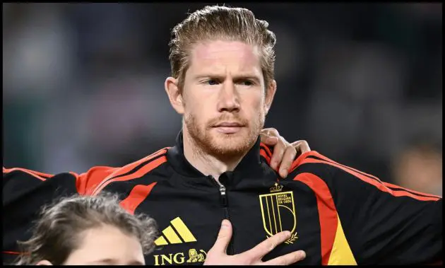 CHICAGO, ILLINOIS - MARCH 31: Kevin De Bruyne #7 of Belgium looks on prior to the game against Mexico at Soldier Field on March 31, 2026 in Chicago, Illinois.
