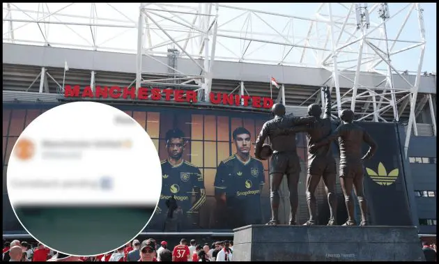 MANCHESTER, ENGLAND - AUGUST 17: General view outside the stadium of The Holy Trinity statue featuring George Best, Denis Kaw and Sir Bobby Charlton prior to the Premier League match between Manchester United and Arsenal at Old Trafford on August 17, 2025 in Manchester, England.