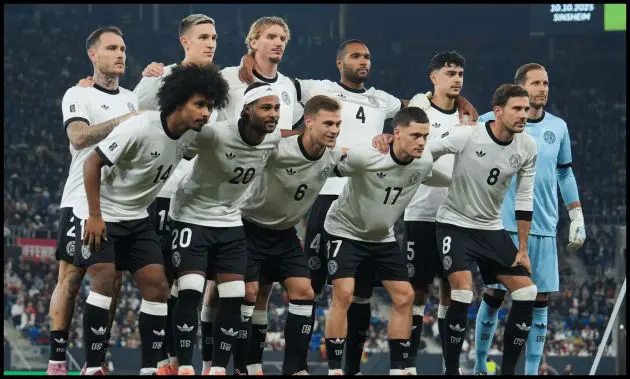 SINSHEIM, GERMANY - OCTOBER 10: Players of Germany pose for a team photograph prior to the FIFA World Cup 2026 qualifier match between Germany and Luxembourg at PreZero-Arena on October 10, 2025 in Sinsheim, Germany.