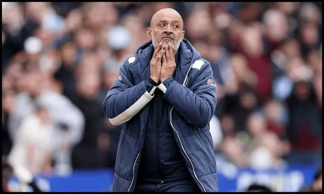LONDON, ENGLAND - MAY 10: Nuno Espirito Santo, Manager of West Ham United, reacts during the Premier League match between West Ham United and Arsenal at London Stadium on May 10, 2026 in London, England.