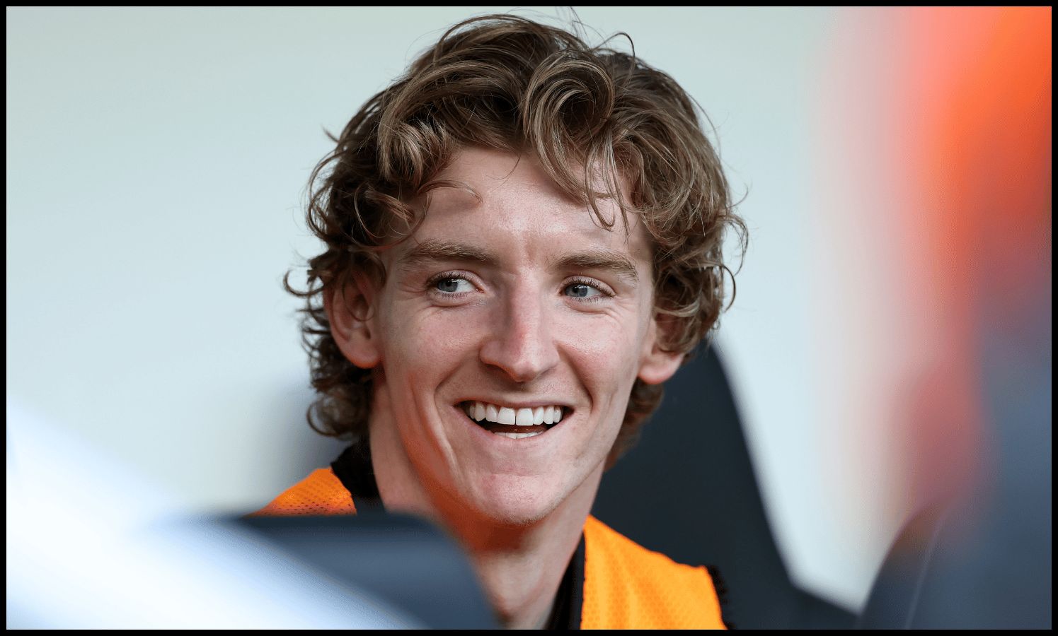 NEWCASTLE UPON TYNE, ENGLAND - MAY 17: Anthony Gordon of Newcastle United looks on as a substitute during the Premier League match between Newcastle United and West Ham United at St James' Park on May 17, 2026 in Newcastle upon Tyne, England.