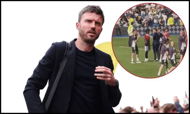 MANCHESTER, ENGLAND - MAY 03: Michael Carrick, Manager of Manchester United, arrives at the stadium prior to the Premier League match between Manchester United and Liverpool at Old Trafford on May 03, 2026 in Manchester, England.
