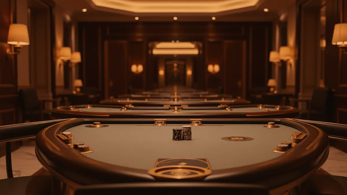 Luxurious European casino interior with elegant gaming venue architecture and sophisticated ambient lighting