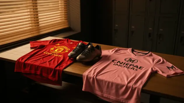 Manchester United and Inter Miami jerseys side by side symbolizing Casemiro's transfer