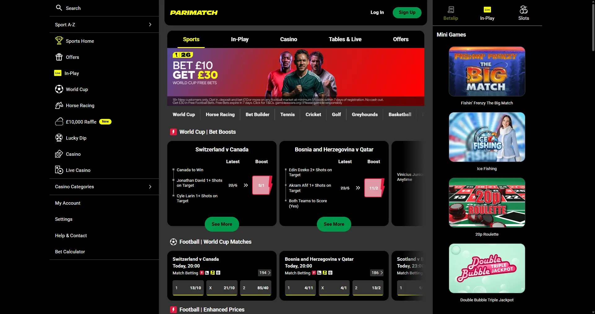 Parimatch review screenshot GB desktop