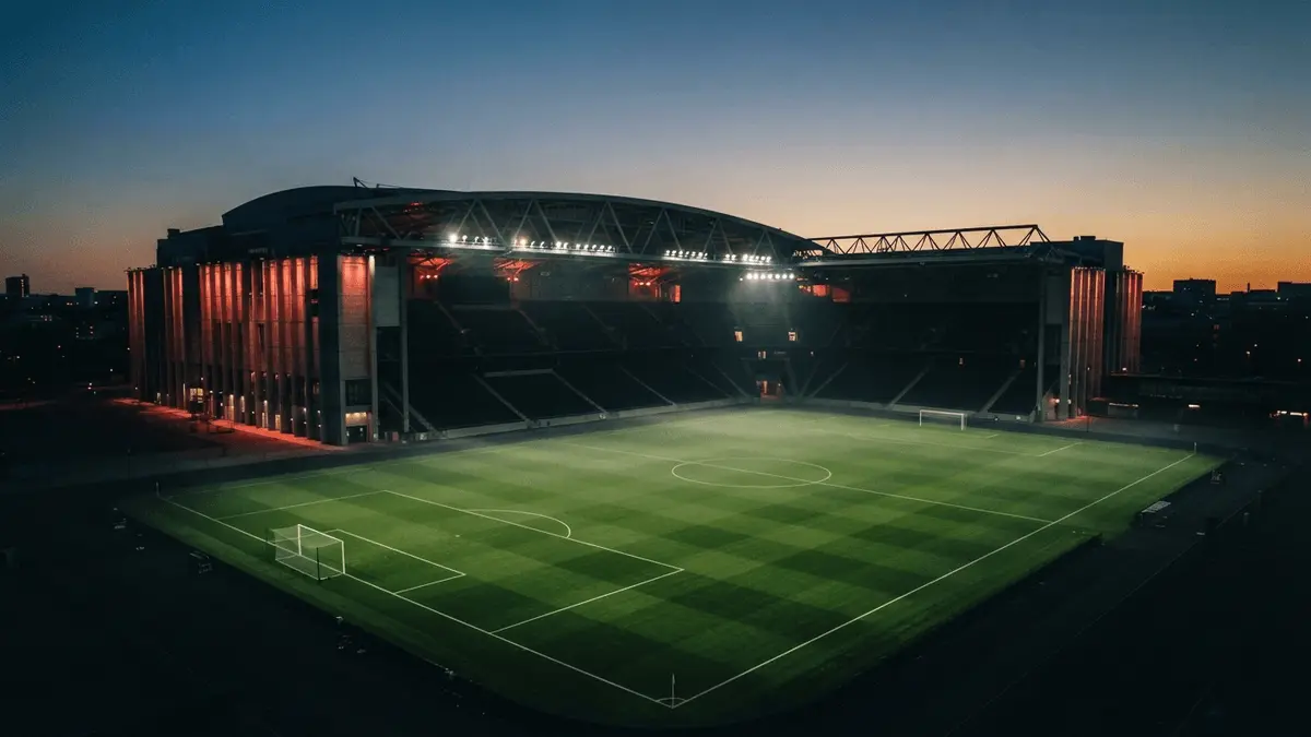 Strawberry Arena stadium at dusk with dramatic lighting ahead of cup final
