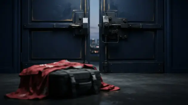 Closed stadium door symbolizing PSG blocking Manchester United's pursuit of Warren Zaire-Emery