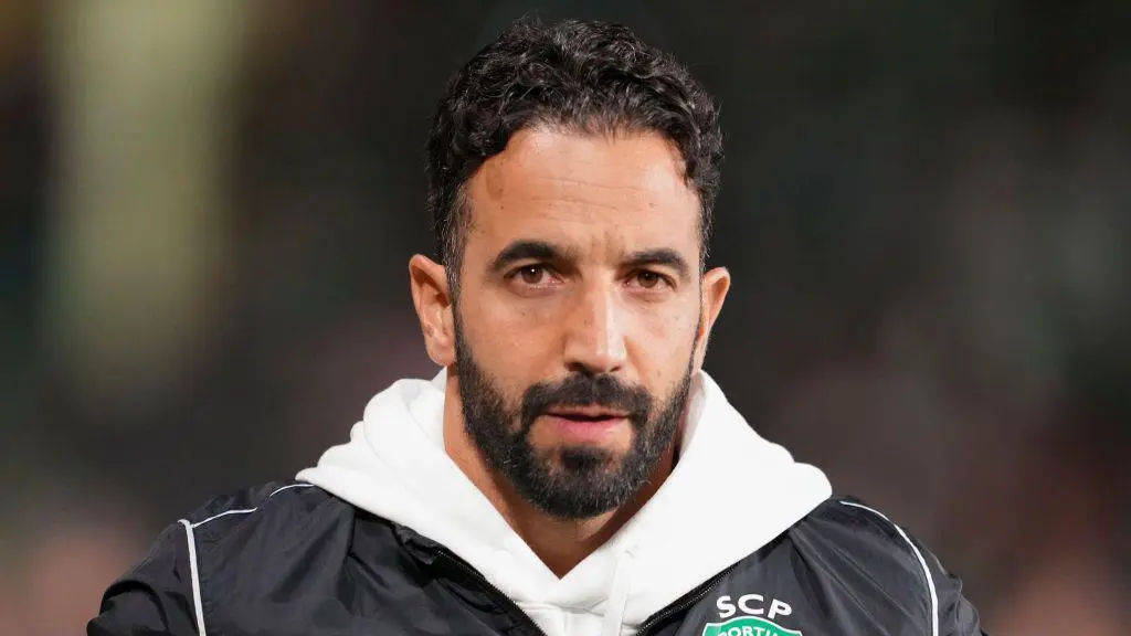 Close-up portrait of Ruben Amorim wearing a Sporting CP training jacket