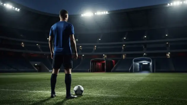 Winger stands on a floodlit pitch as rival transfer destinations create competition for his signing.