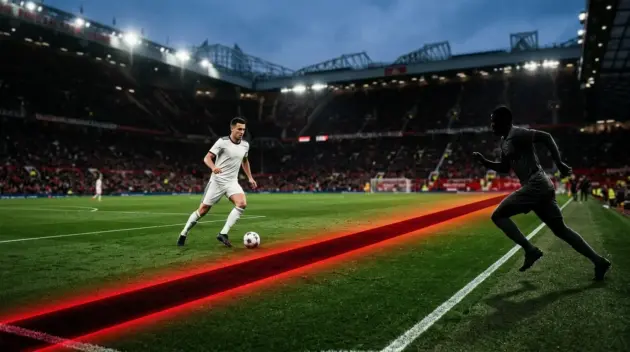 Editorial football transfer scene depicting Manchester United weighing midfield and left-back priorities