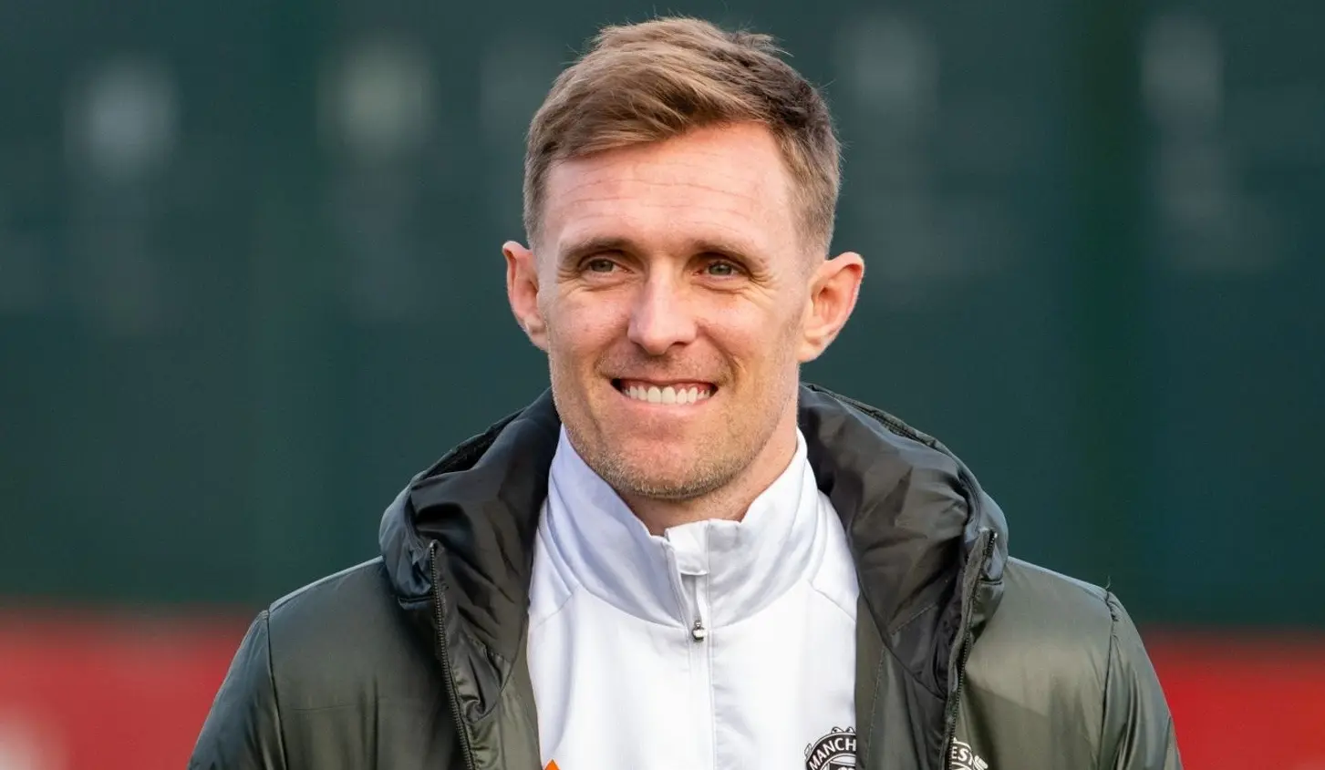 Portrait of Darren Fletcher wearing a Manchester United training jacket