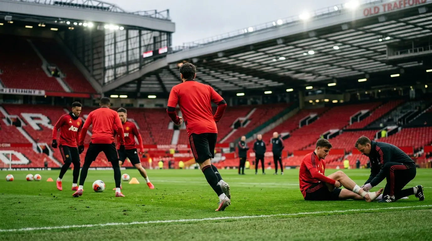 Manchester United players return to training as an injured teammate receives ankle treatment