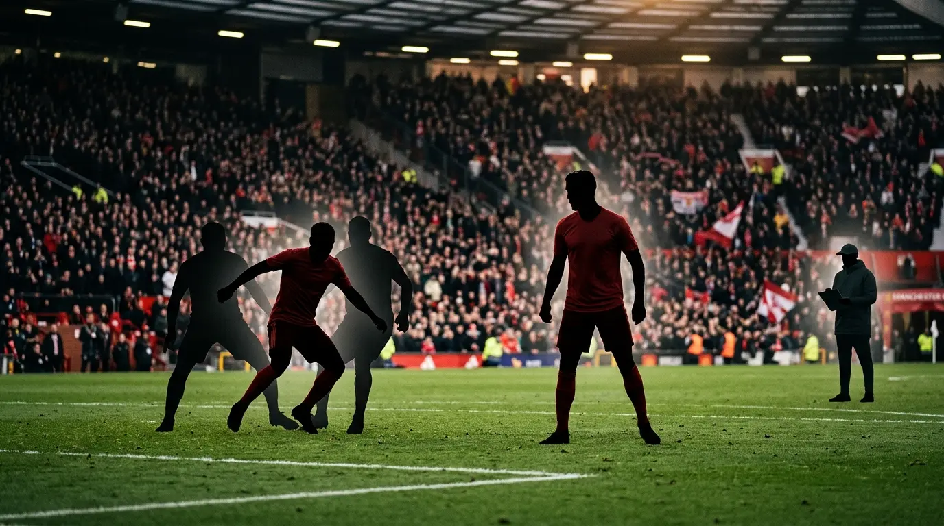 Anonymous forwards illustrate Manchester United's attacking balance before the Manchester derby at Old Trafford.