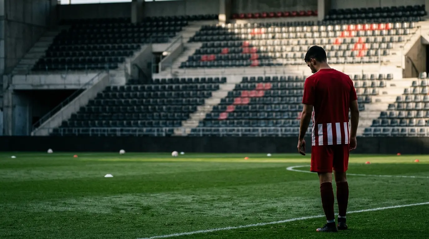 Young defender on a Spanish stadium touchline after a rejected Manchester United loan approach