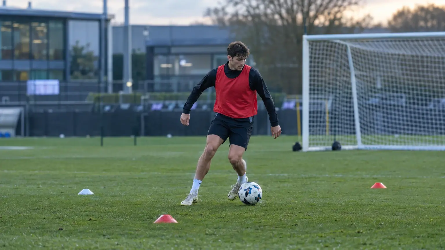 Unnamed football full-back training on a European club practice pitch